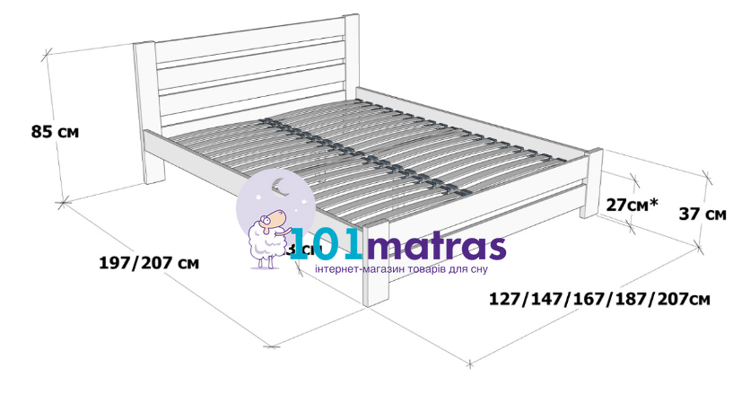 Кровать Дримка Марсель лак 120х190